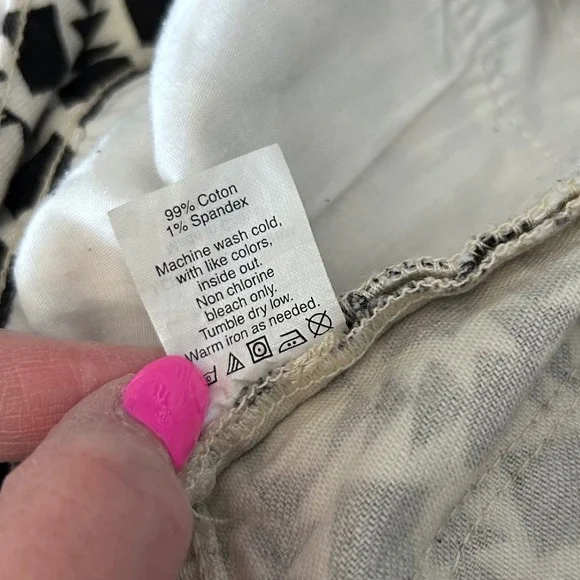 J Crew Stretch Black White Geometric Print Cotton Capri Pants Women's Size 29 - Picture 8 of 8